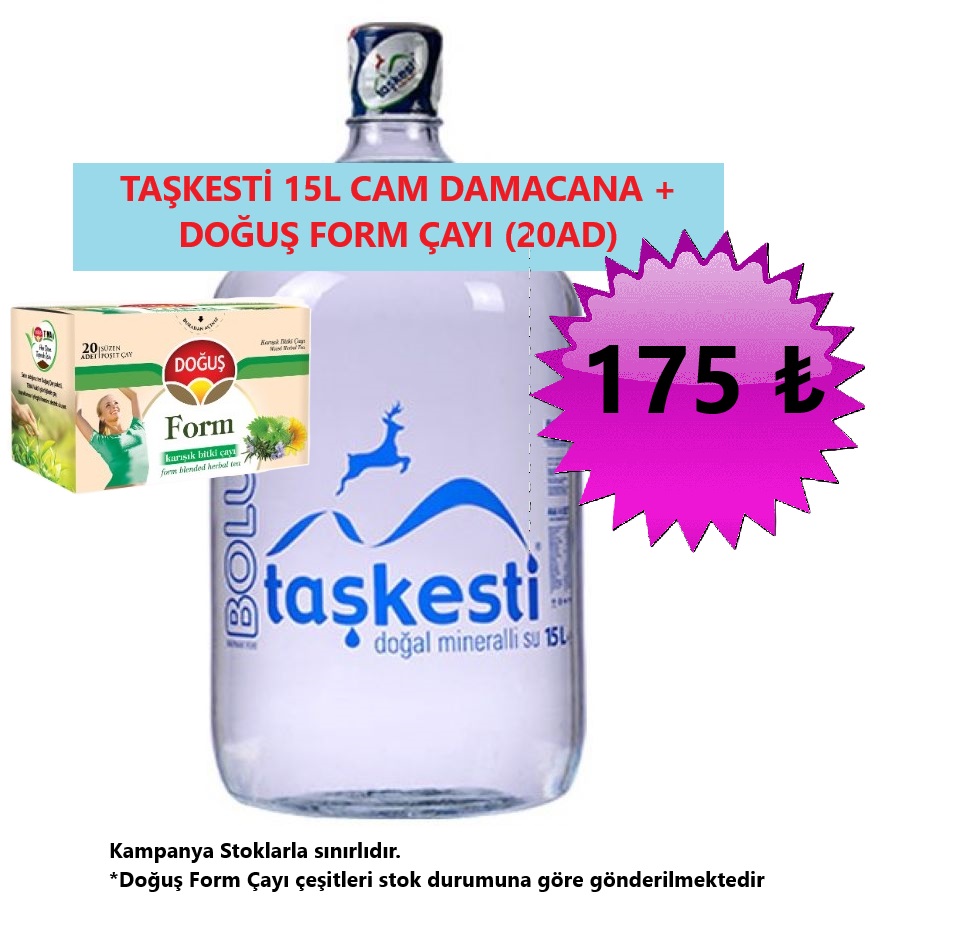 TAŞKESTİ 15L CAM DAMACANA + DOĞUŞ FORM ÇAYI